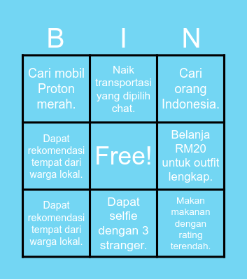 Malaysia Bingo Card