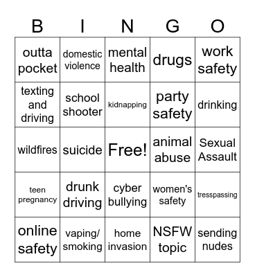PSA BINGO Card