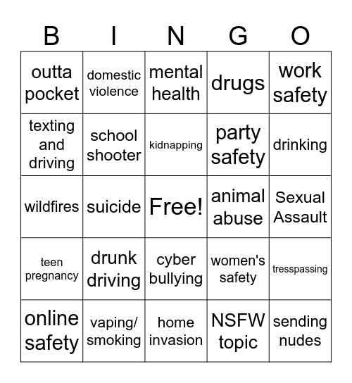 PSA BINGO Card