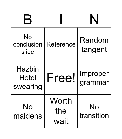 Chester slideshow board Bingo Card