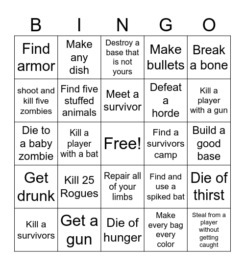 Apocalypse BINGO Card