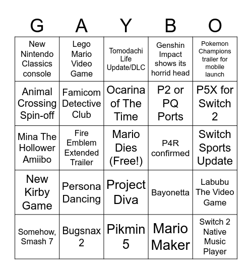 69 Bingo Card