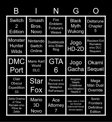 Bingo Barzinho Nintendo Direct 09.06.2026 Bingo Card
