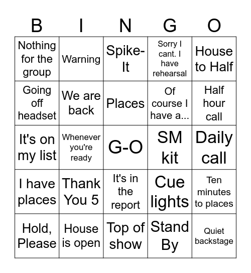 All Team Fundraiser Bingo Card