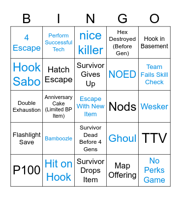 Dead by Daylight (1) Bingo Card