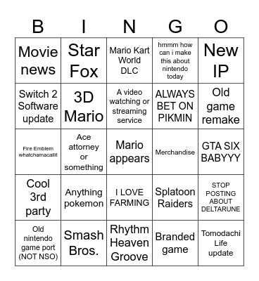 direct Bingo Card