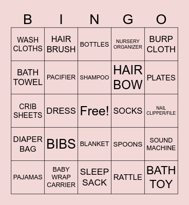 BABY GIFT BINGO Card