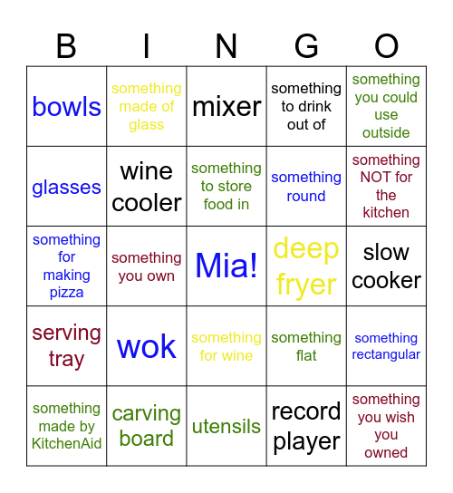 Mia's Bridal Shower Bingo! Bingo Card