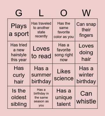 Cosmetology Camp BINGLO! Bingo Card