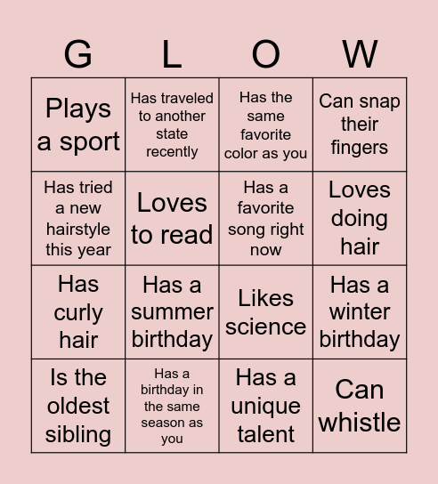 Cosmetology Camp BINGLO! Bingo Card