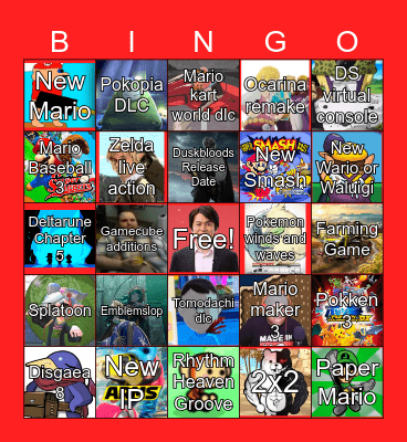 Nintendo Direct 69 Bingo Card