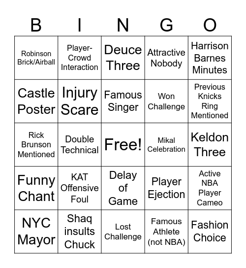 Game 3 Bingo Card