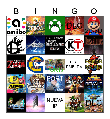 NINTENDO DIRECT 09/06/2026 Bingo Card