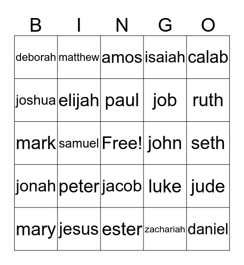 Bible   Bingo Card