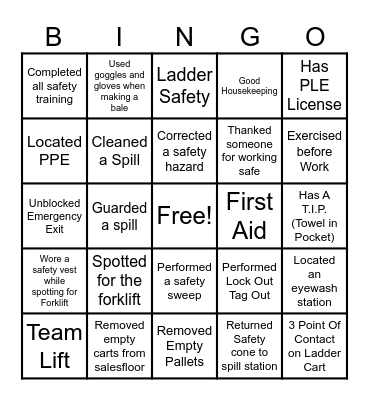 SAFETY Bingo Card