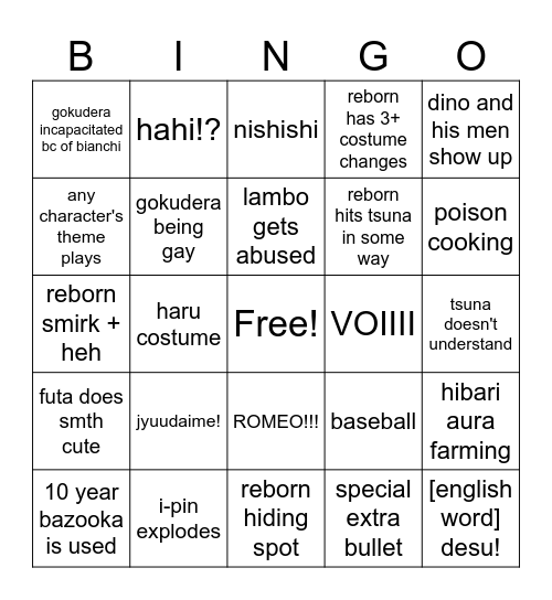 REBORN! Bingo Card