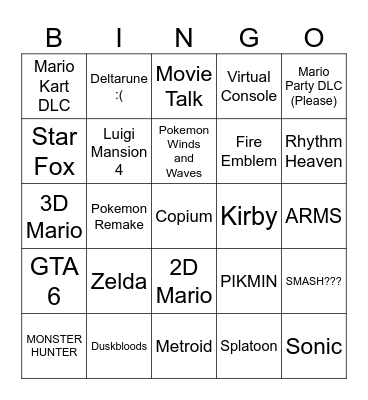 6/9 Nintneniodo Direct Bingo Card