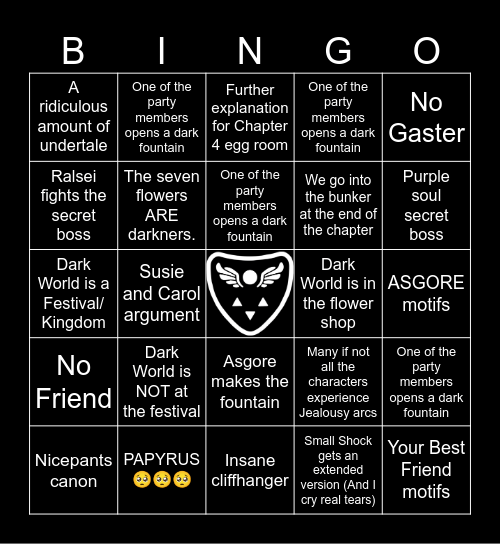 Deltarune Chapter 5 Bingo Card
