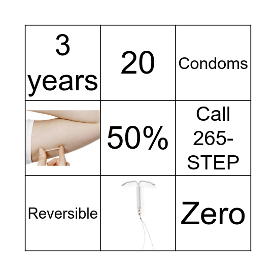 BIRTH CONTROL BINGO Card
