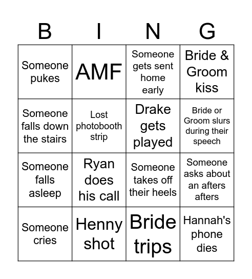 Brook & Tokla Afters Bingo Card