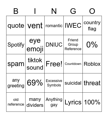 Discord Status Bingo Card