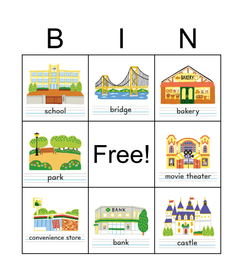Places & Nature 19 itemsVer. Bingo Card