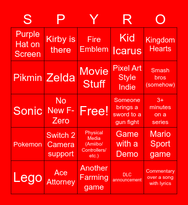 Nintendo Direct Bingo June 2026 Bingo Card