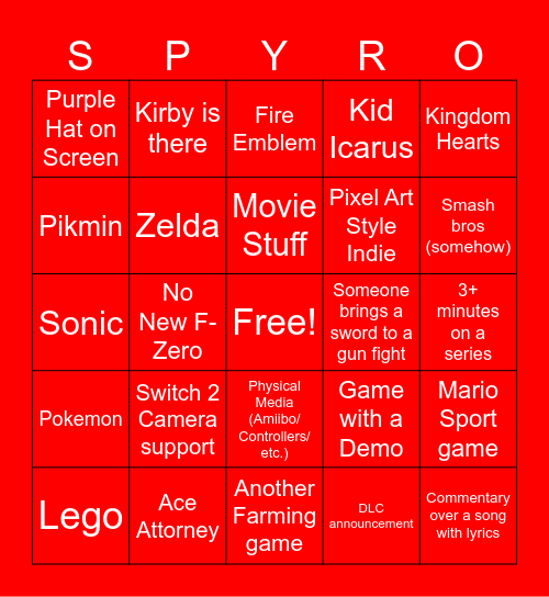 Nintendo Direct Bingo June 2026 Bingo Card