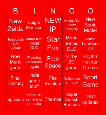 Switch 2 Direct Bingo Card