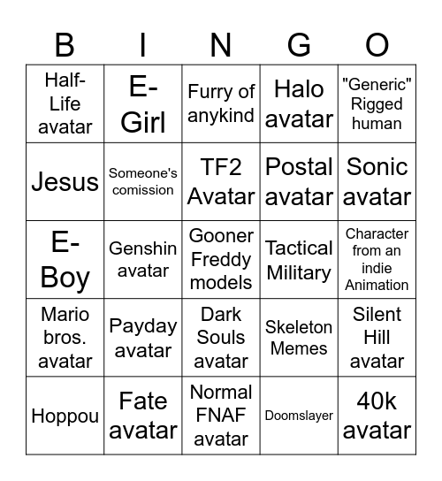 VRChat Bingo Card