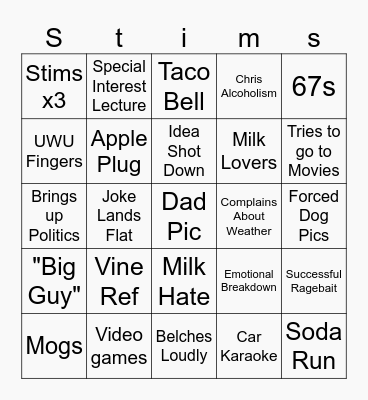 Triggering Our Friends Bingo Card