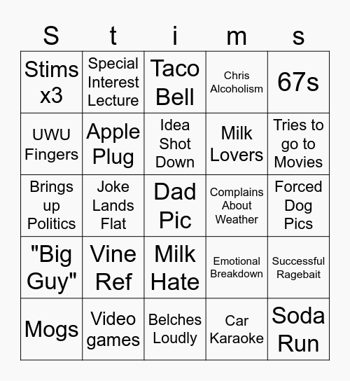 Triggering Our Friends Bingo Card