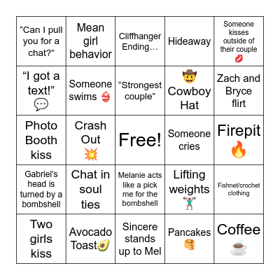 Love Island S8, E7 Bingo Card