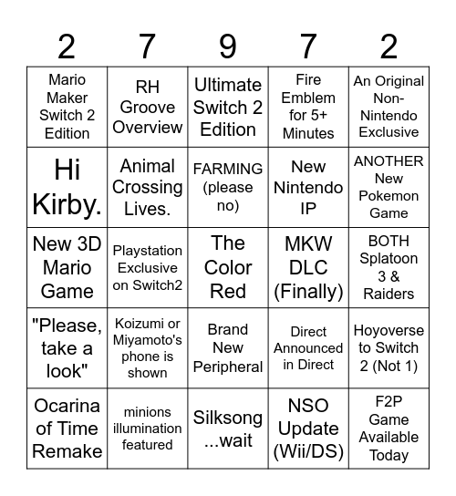 6/9/26 Direct Bingo Card