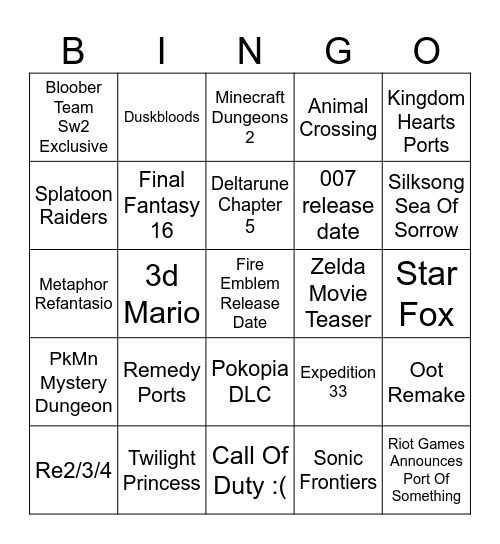 Untitled Bingo Card