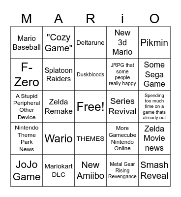 Nintendo Bingo Card