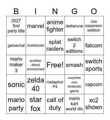 nindirect Bingo Card