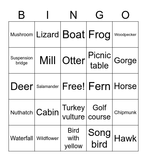 Roaring Fork and Fall Creek Falls Bingo Card