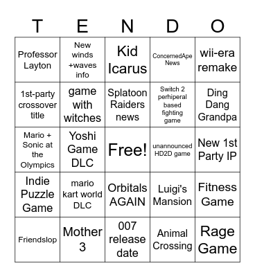 TENDO 6.9.26 Bingo Card