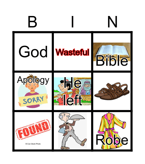 Prodigal Son Bingo Card