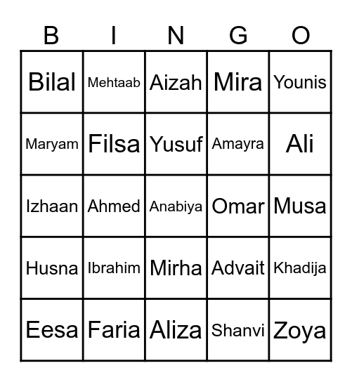 Bingo Party! Bingo Card