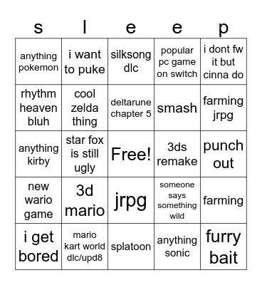 nintendo direct 672026 Bingo Card
