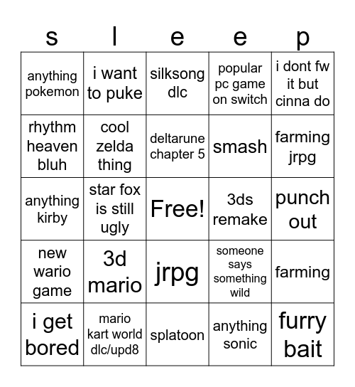 nintendo direct 672026 Bingo Card