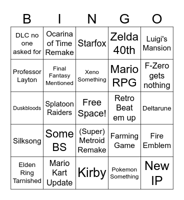 Nintendo Direct June 2026 Bingo Card