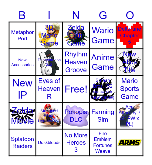Nintendo Direct Bingo Card