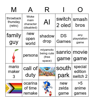 Nintendo direct 6/9/2026 Bingo Card