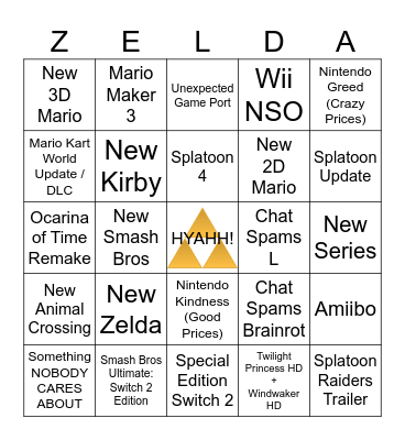 Nintendo Direct June 2026 Bingo Card