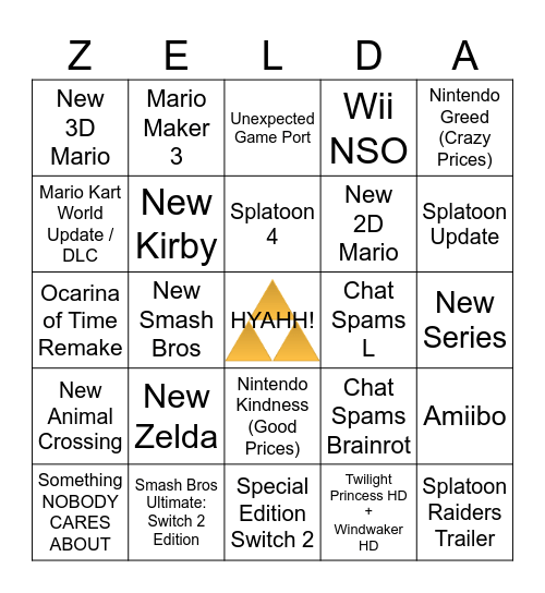 Nintendo Direct June 2026 Bingo Card