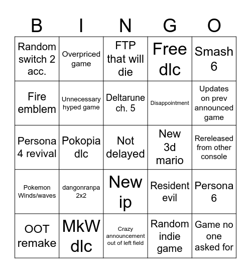 June 2026 Direct Bingo Card