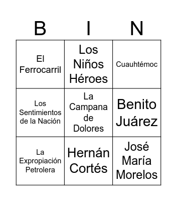 Historia de México Bingo Card